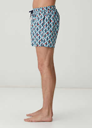 Beymen Club Navy Blue Rectangle Artwork Short Swimsuit - 3