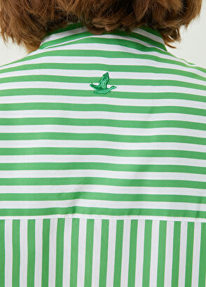 Beymen Club Yeşil Çizgi Desenli Uzun Poplin Gömlek - 5