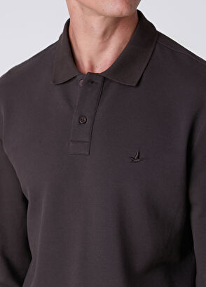 Beymen Club Comfort Fit Koyu Kahverengi Polo Pike Sweatshirt - 8