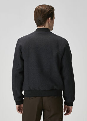 Dries Van Noten Volker Koyu Gri Çift Taraflı Bomber Ceket - 5