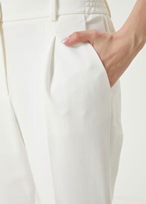 Beymen Club Kırık Beyaz Yarım Lastik Kemerli Cigarette Pantolo - 4