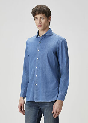 LUIGI BORRELLI Dark Blue Denim Shirt - 3