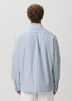 Beymen Club Blue White Comfort Fit Striped Outer Shirt - 5