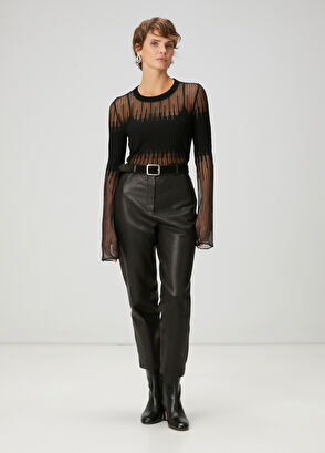 Beymen Club Black Crop Transparent Sweater - 3