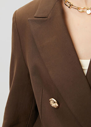 Beymen Club Kahverengi Kruvaze Keten Blazer - 8