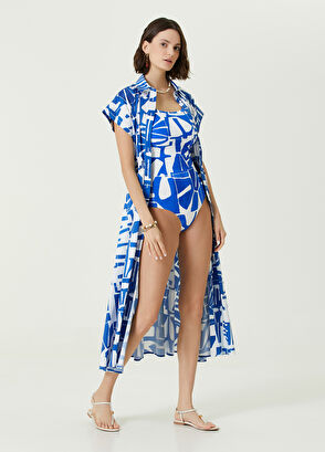 Beymen Club Mavi Halter Yaka Desenli Mayo - 3