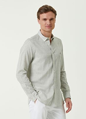 Beymen Club Slim Fit Khaki Herringbone Linen Shirt - 3
