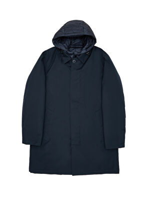 Beymen Club Lacivert Kapüşonlu İç Yaka Detaylı Twill Kaban - 12