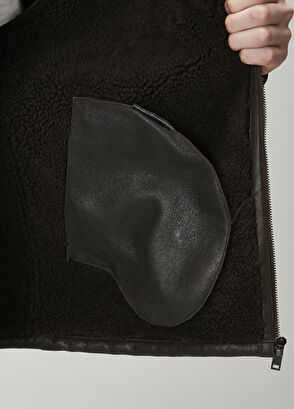 Beymen Club Kahverengi Yakası Shearling Detaylı Deri Mont - 9