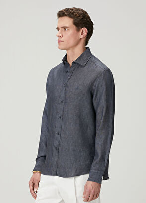 Beymen Club Comfort Fit Italian Collar Delave Linen Shirt - 5