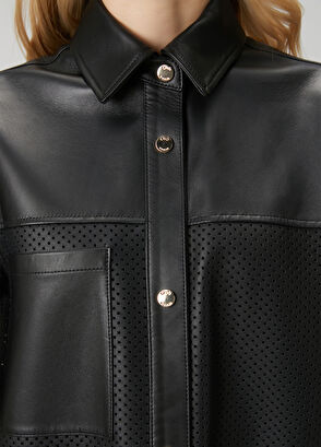 Beymen Club Black Perforated Detail Leather Jacket - 8