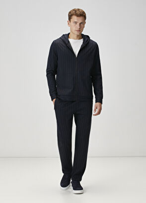 Beymen Club Lacivert Kapüşonlu Çizgi Desenli Hırka - 3