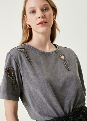 Beymen Club Grey Stone Detail T-shirt - 4