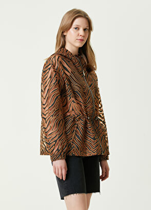 Beymen Club Mink Hooded Zebra Patterned Coat - 3