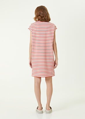 Beymen Club Coral Striped Polo Neck Mini Dress - 6