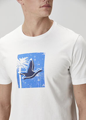 Beymen Club Beyaz Palmiye Baskılı T-shirt - 6