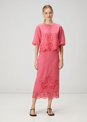 Beymen Club Pembe Nakışlı Balon Kol Bluz - 3