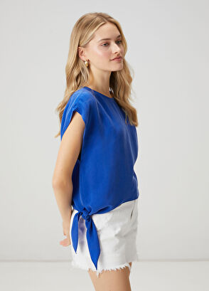 Beymen Club Blue Knot Detail Cupro Blouse - 4