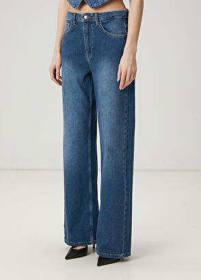 Beymen Club Mavi Wide Leg Jean Pantolon - 3