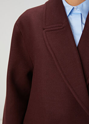 Beymen Club Burgundy Double-Breasted Wool Coat - 6