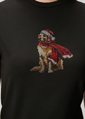 Beymen Club Siyah Hotfix Köpek Detaylı T-shirt - 6