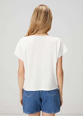 Beymen Club Seamless Off-White Embellished T-Shirt - 5