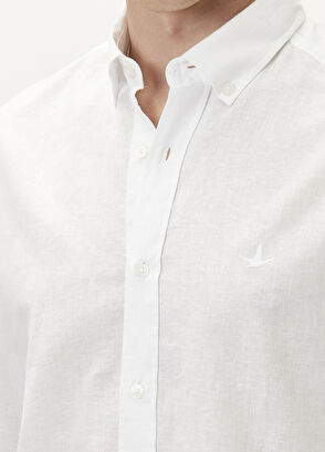 Beymen Club Comfort Fit White Linen Shirt - 8