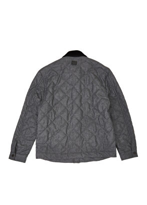 Beymen Club Anthracite Velvet Collar Quilted Wool Outer Shirt - 8