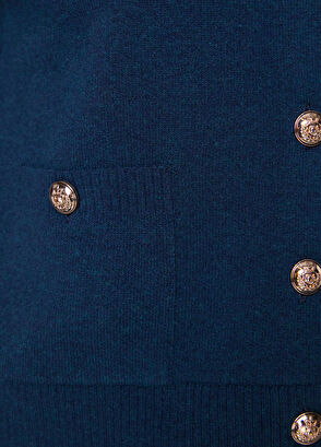 Beymen Club Petrol Gold Buttoned Short Wool Cardigan - 8