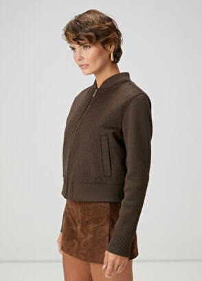 Beymen Club Kahverengi Yün Kaşe Bomber Ceket - 4