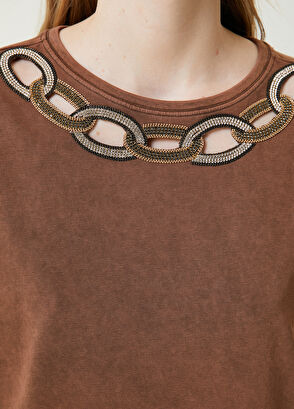 Beymen Club Kahverengi Yakası İşlemeli T-shirt - 5