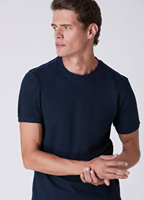 Beymen Club Basic Fit Navy Blue Goose Flex Printed T-Shirt - 5