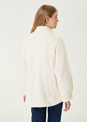 Beymen Club Beyaz Kürk Görünümlü Oversized Dış Gömlek - 6