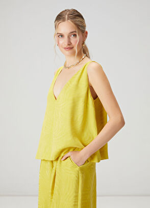 Beymen Club Neon Yellow Hotfix Detailed Blouse - 4