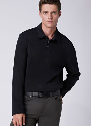 Beymen Club Comfort Fit Black Polo Diagonal Sweatshirt - 5