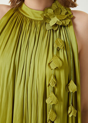 Beymen Club Yeşil Çiçek Detaylı Maksi Abiye Elbise - 6