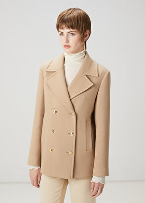 Beymen Club Camel Double-Breasted Wool Coat - 3