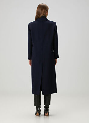 Beymen Collection Lacivert Yün Kaban - 6