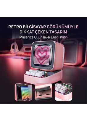 Divoom Ditoo Pro Pembe Bluetooth Hoparlör ve Ses Kayıt Özellikli LoveLock Hediye Seti - 7