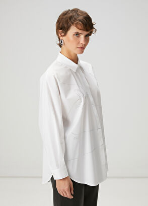 Beymen Club Beyaz Hotfix Detaylı Gömlek - 4