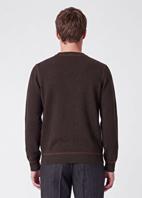 Beymen Club Brown Decorative Stitched Wool Sweater - 4