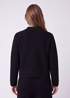 Beymen Club Black Ottoman Texture Snap Knit Jacket - 5