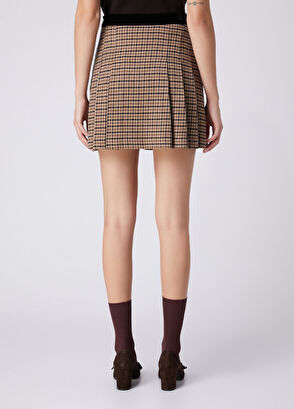 Beymen Club Camel Plaid Pleated Mini Skirt - 7