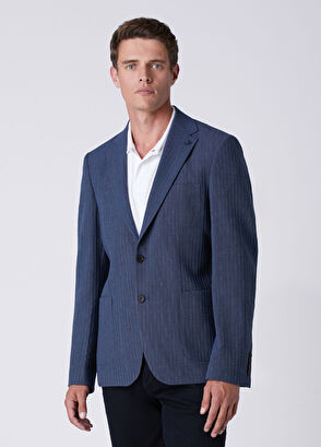 Beymen Club Blue Stitching Line Textured Blazer - 4