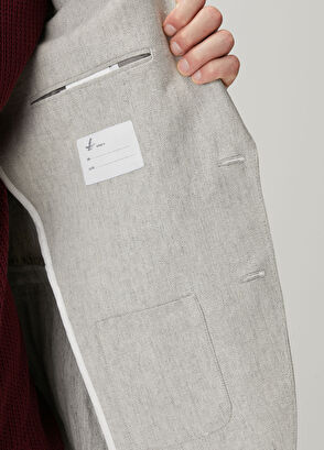 Beymen Club Grey Herringbone Textured Linen Blend Suit - 11