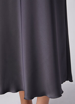 Beymen Club Dark Grey A-line Long Satin Skirt - 8