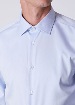 Beymen Club Slim Fit Blue Non-Iron Twill Shirt - 7