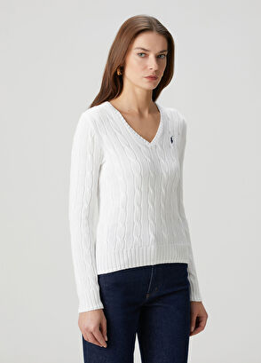 Beyaz Saç Örgü Kazak - Görsel 4