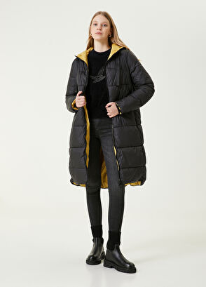 Beymen Club Black Yellow Hooded Double-Sided Puff Coat - 3