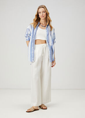 Beymen Club Blue Striped Linen Shirt - 3